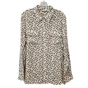 Liz Claiborne Leopard Colors Button Up Pocketed Long Sleeve Blouse XL